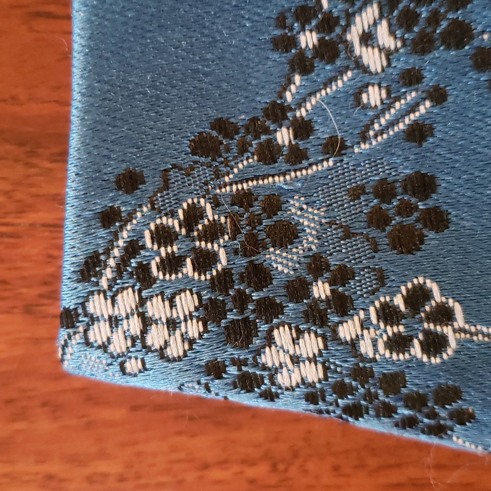 Vintage 90s Y2K Satin Cherry Blossom Skirt Blue Black White MEDIUM Kawaii - Picture 6 of 13